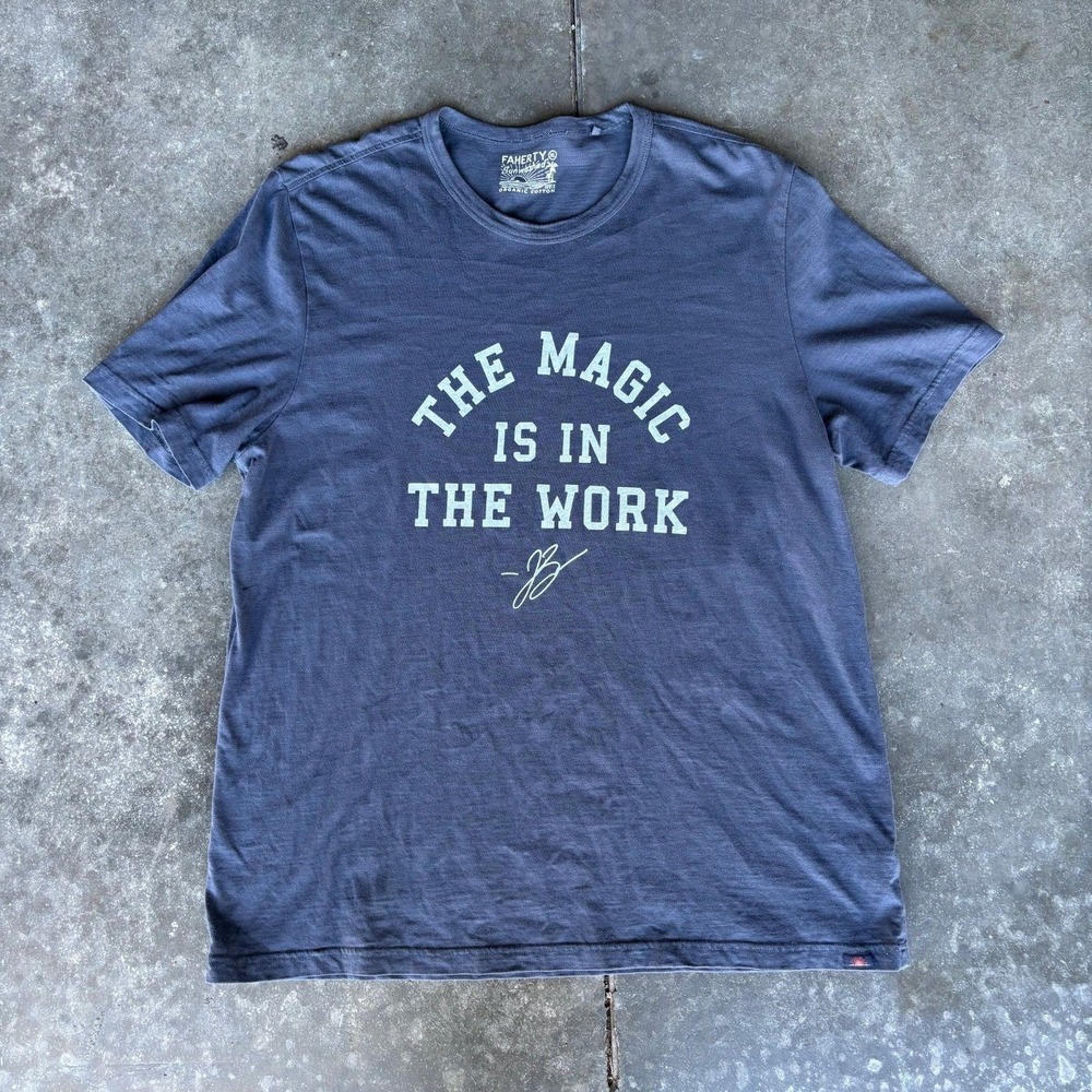Faherty x Jalen Brunson Sunwashed T-Shirt Men's XL Blue Magic Is In The Work